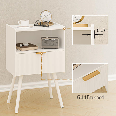 JOONEE White Nightstand with lamp on top for lighting and decor