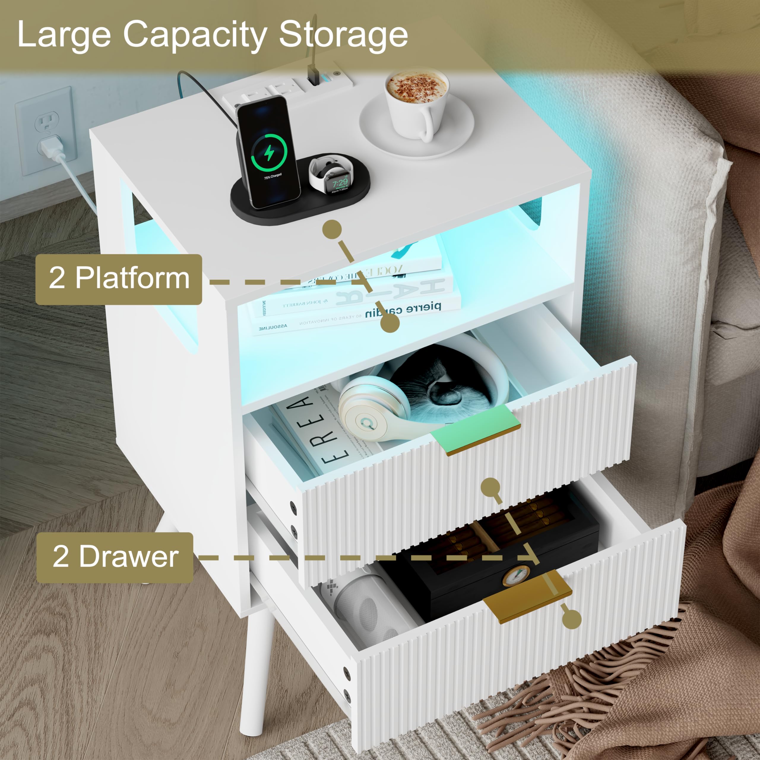 JOONEE nightstand MDF construction ensures durable daily use.