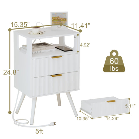JOONEE nightstand open wood shelf ideal for books or plants.
