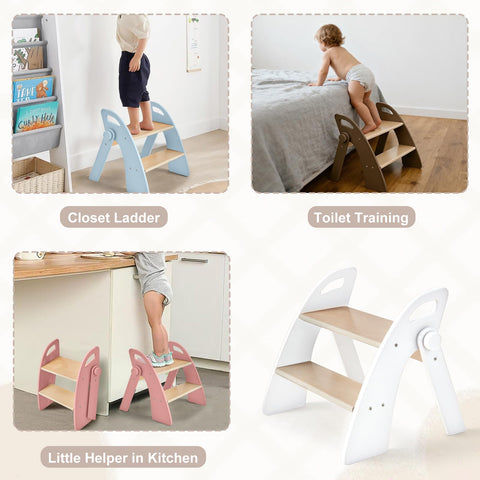 Joothlin wooden 2-step stool with anti-slip pads for stable footing