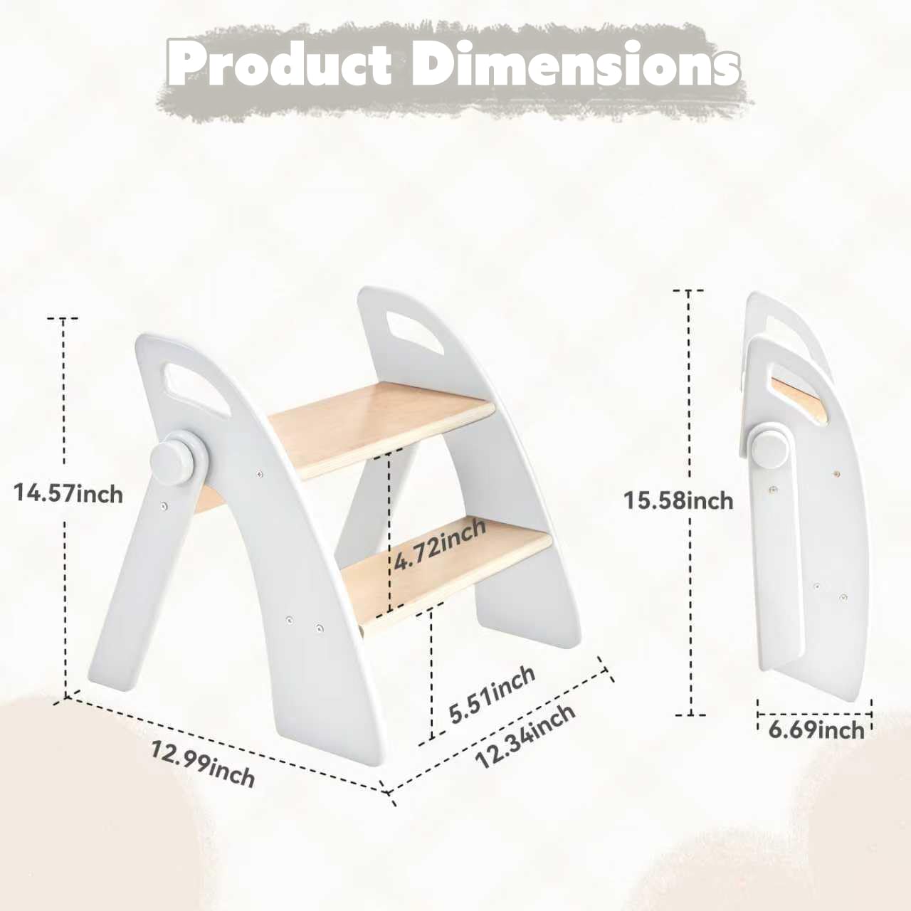 Joothlin wooden 2-step stool used by kids at the sink