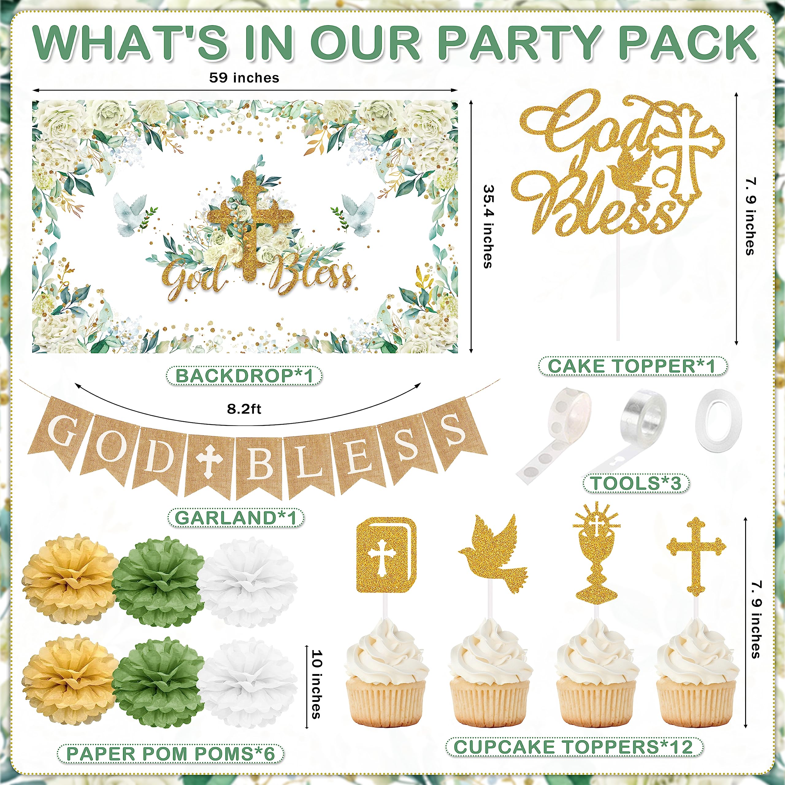 JOPHMO Sage green tablecloth for cohesive baptism tablescape.