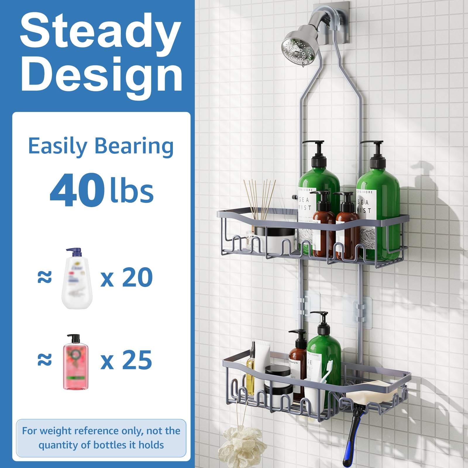 Joqixon shower caddy hollow drainage design speeds drying after use.