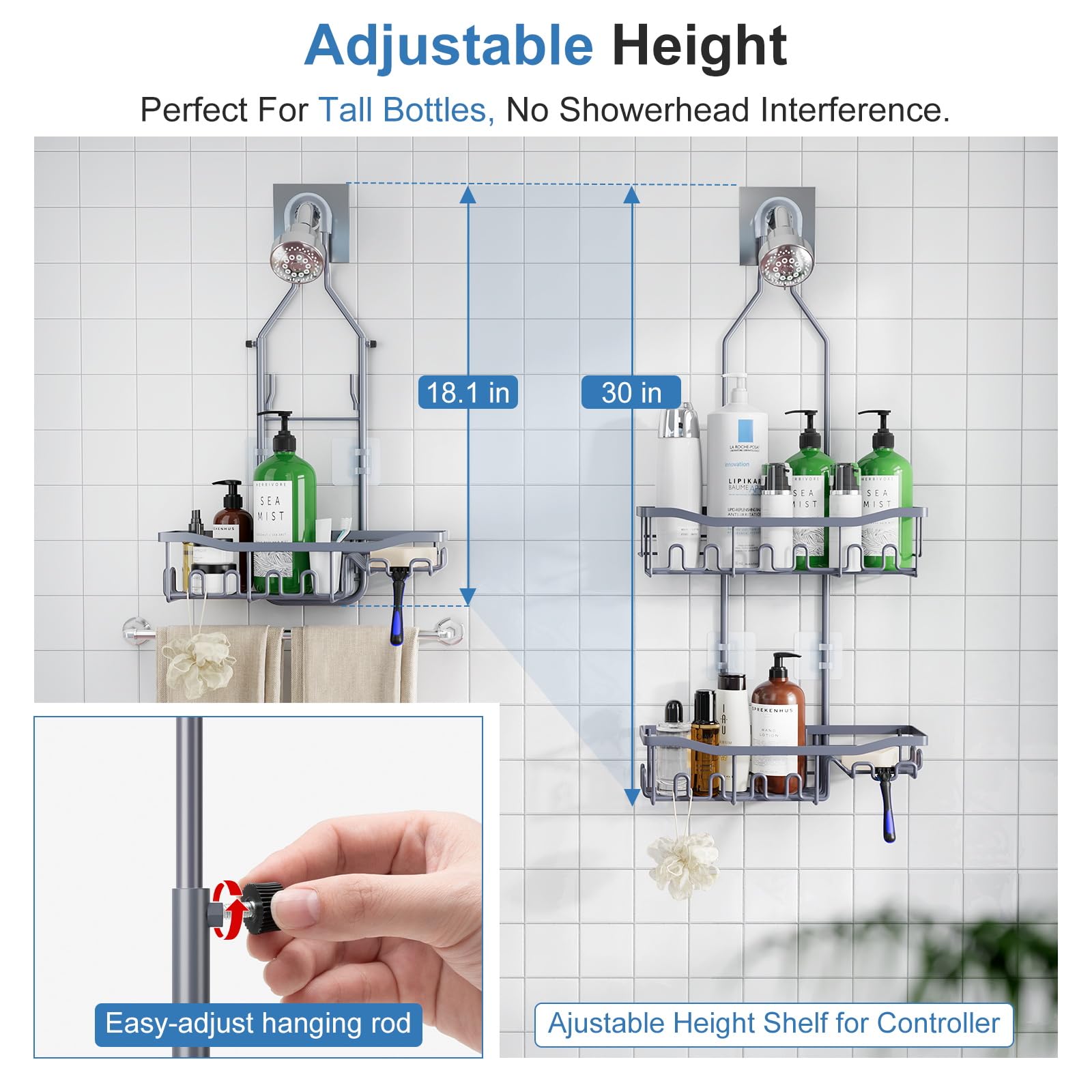 Joqixon shower caddy large baskets hold bottles and accessories neatly.