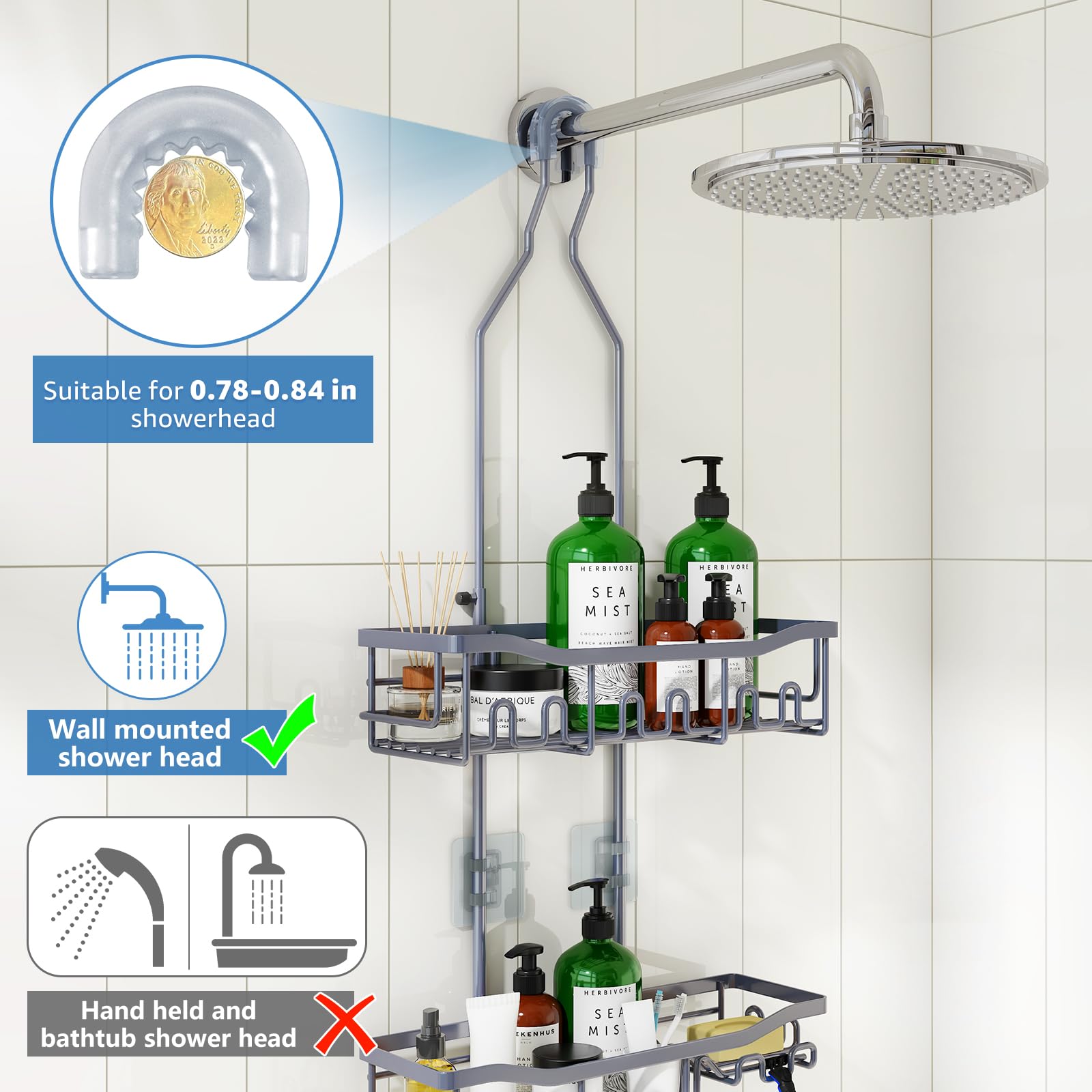 Joqixon shower caddy rustproof stainless steel resists moisture over time.
