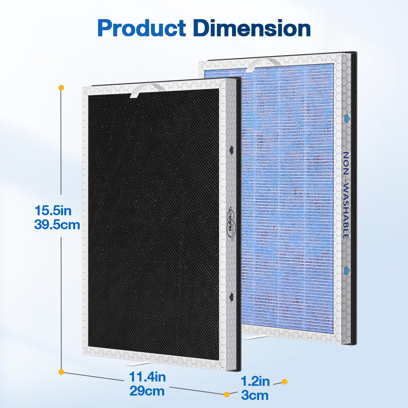 JORAIR activated carbon filter layer reduces odors.