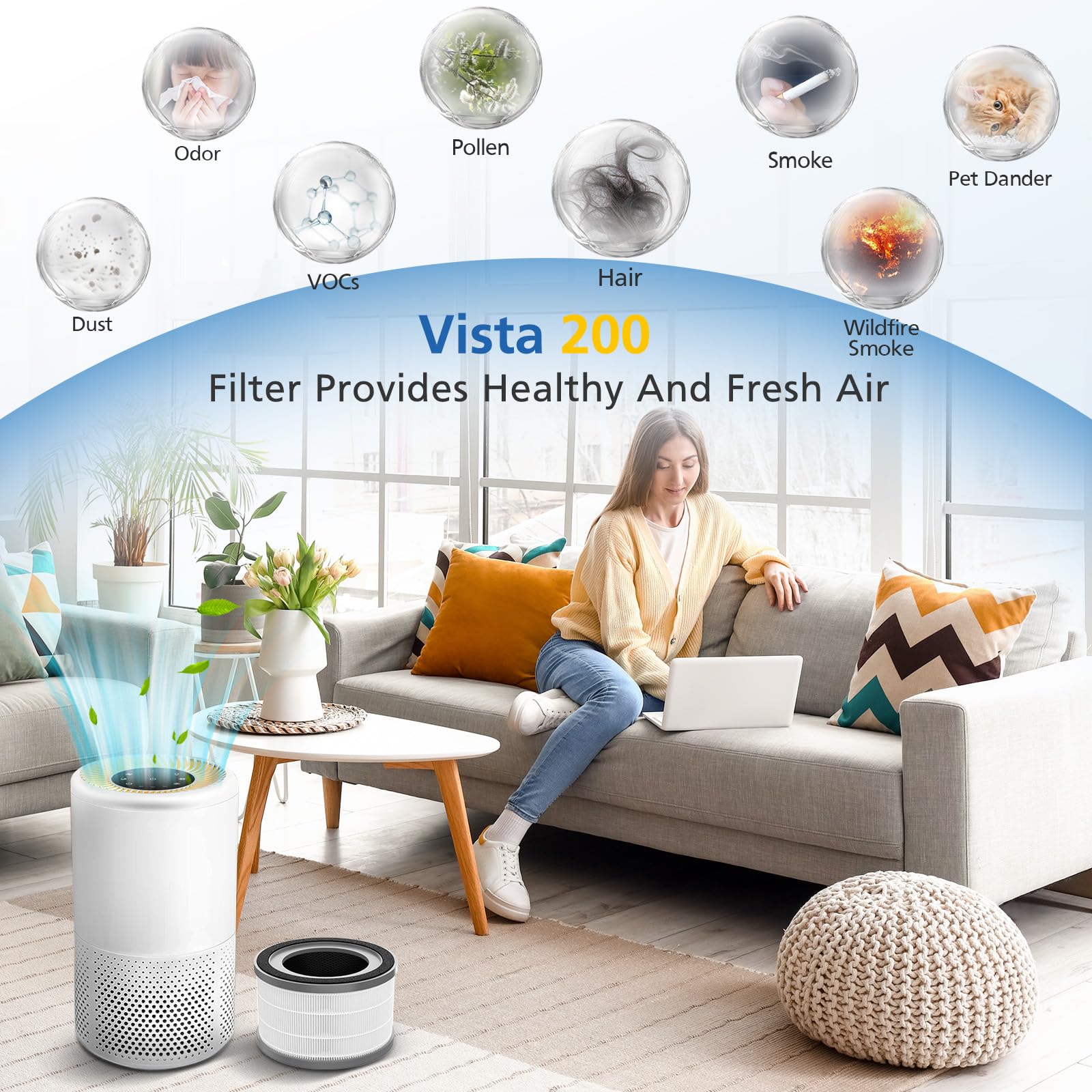 JORAIR activated carbon filter helps diminish cooking and pet odors.