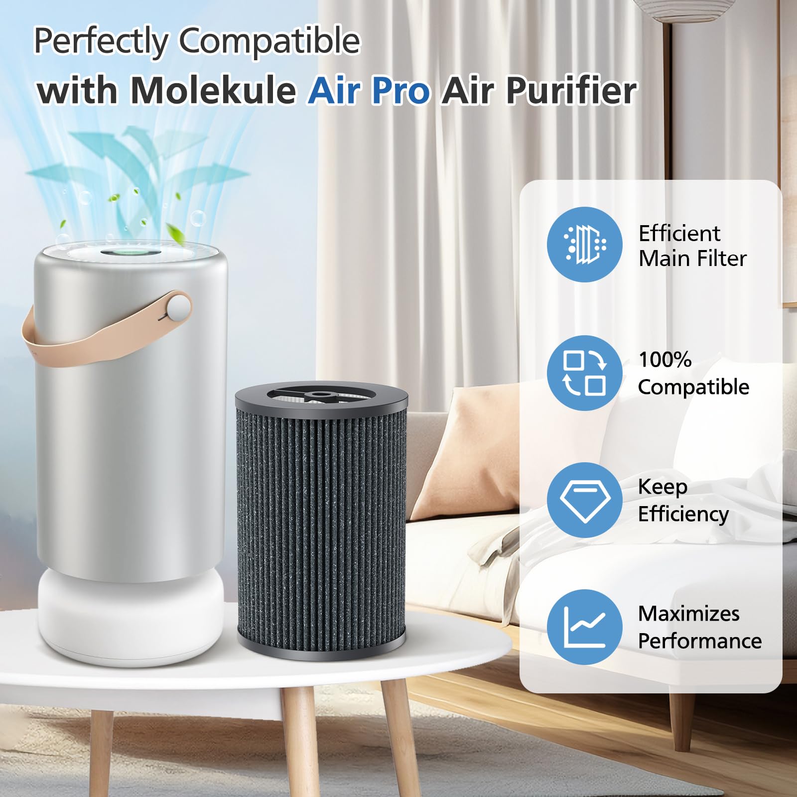 Close-up of carbon-activated media in JORAIR Air Pro Tri-Power filter for odor control.