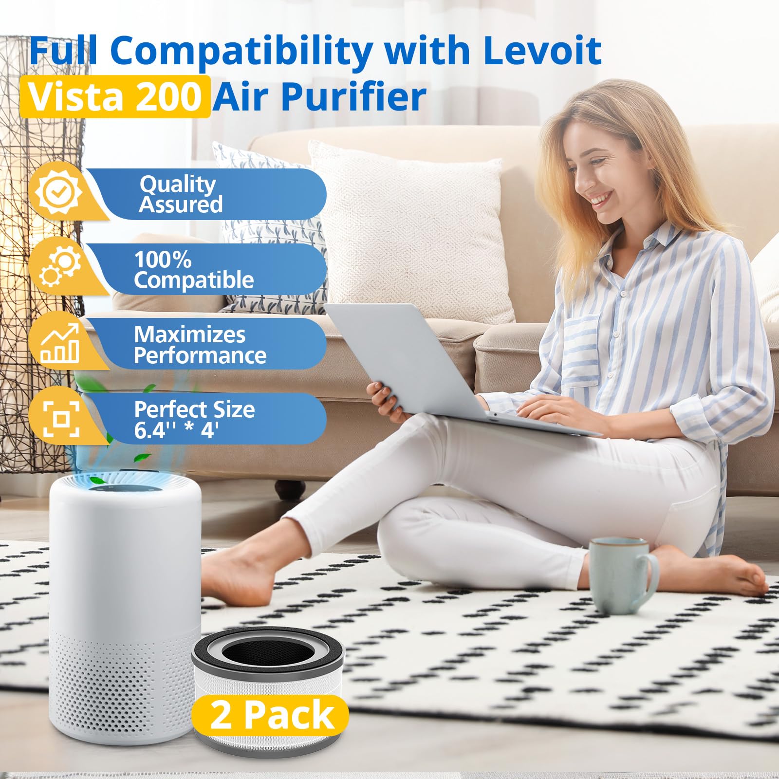 JORAIR H13 true HEPA filter with activated carbon reduces odors.