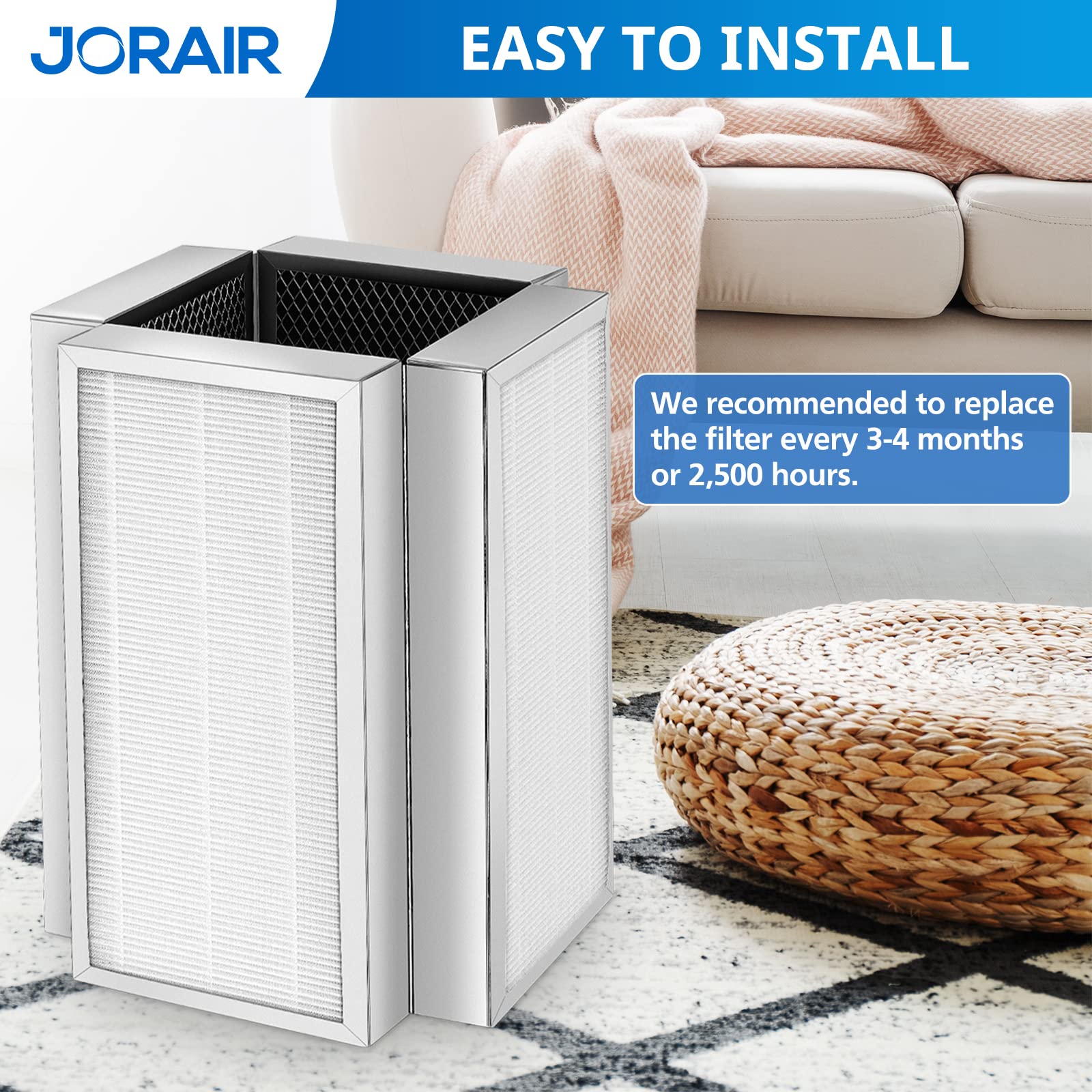JORAIR MA50 activated carbon layer reduces odors and smoke