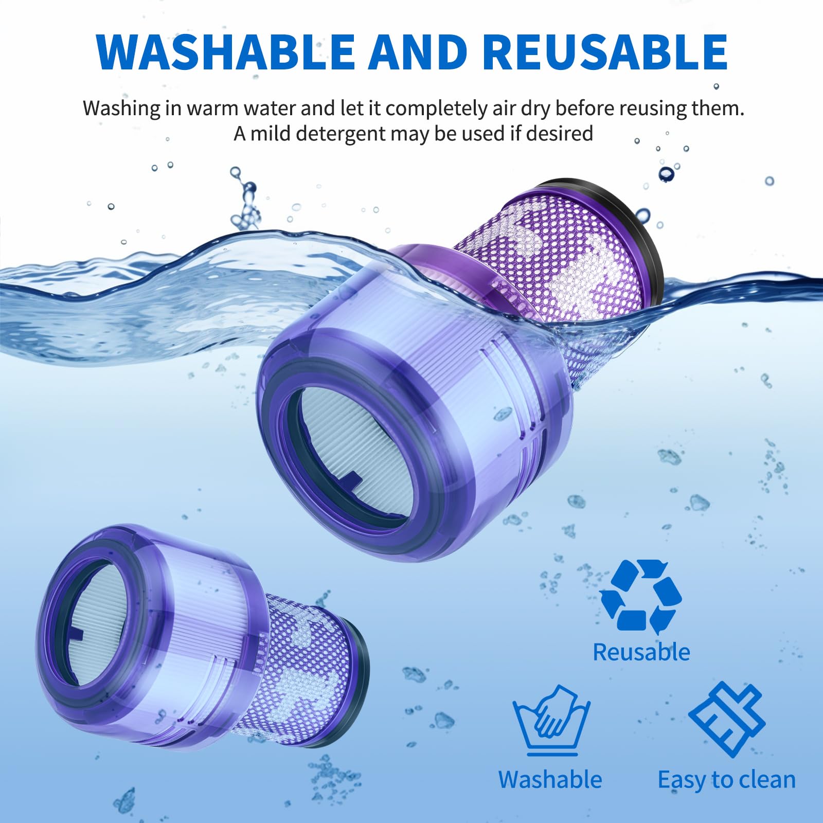 JORAIR V12 filter replacement for Dyson V12 Detect Slim Absolute Plus 3-pack keeps air fresh
