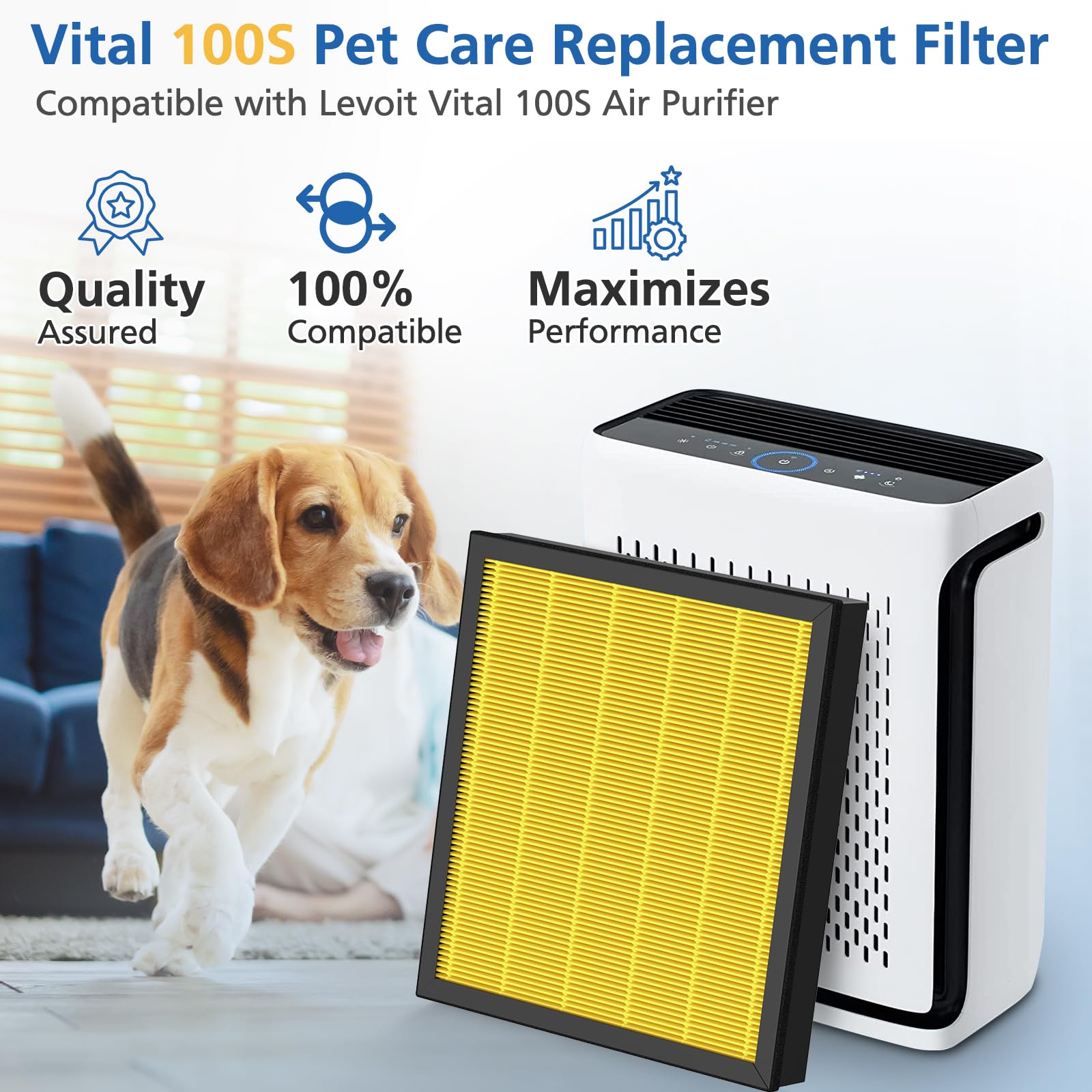 JORAIR Vital 100S filter pack back view showing tool-free installation