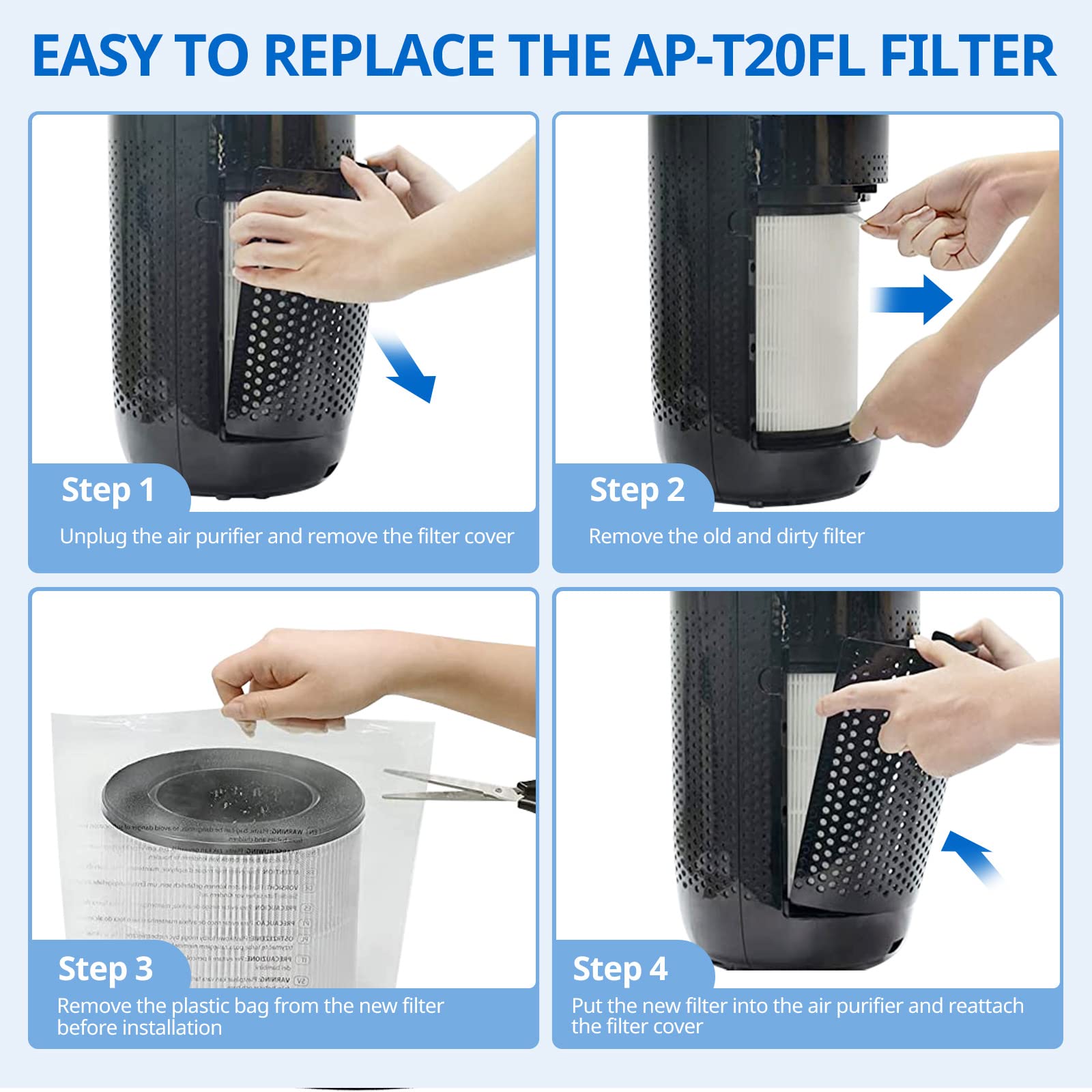 JORAIR AP-T20FL filter installed in HoMedics AP-T20 purifier