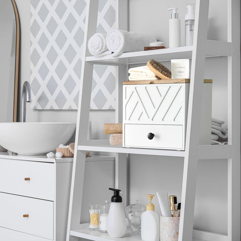 Jorkol bathroom organizer for tampons and pads reduces countertop clutter.