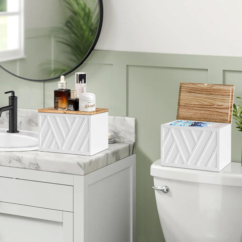 Jorkol feminine product organizer with wood finish for stylish storage.