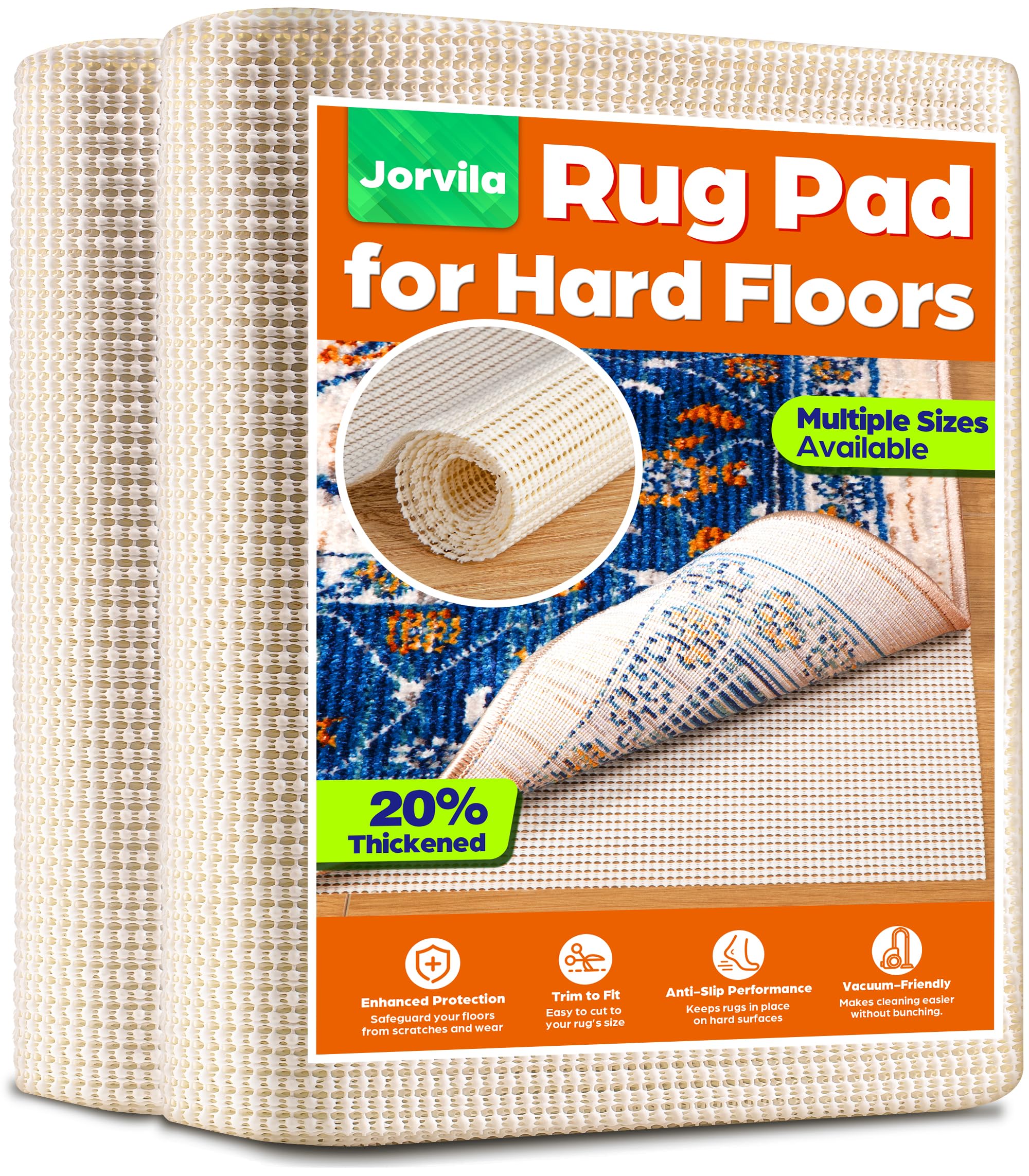 Jorvila rug pad in 2.5x8 setup keeps rugs secure on hardwood.