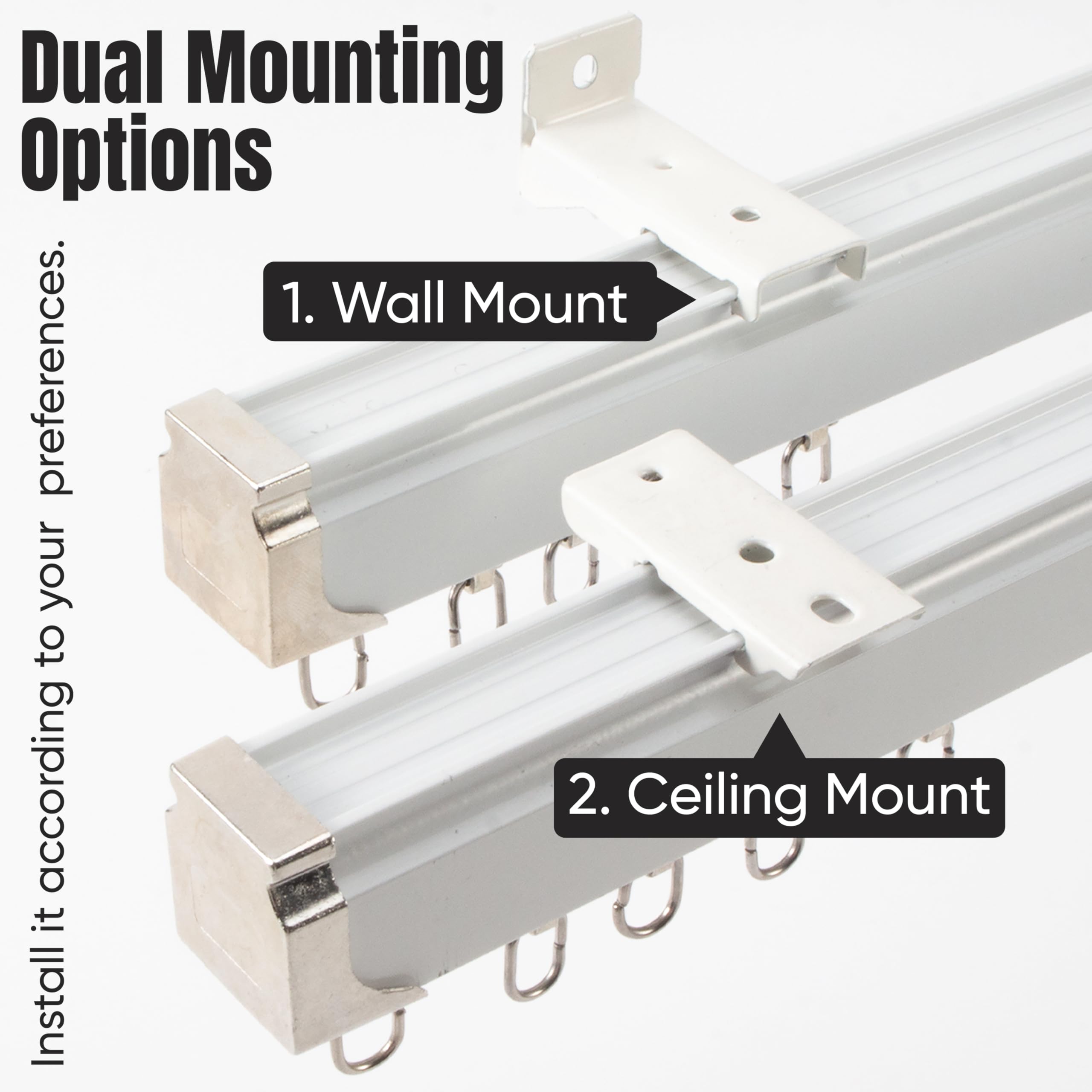 Jos & Haz ceiling curtain track ceiling-mount shows secure support for living room drapery.