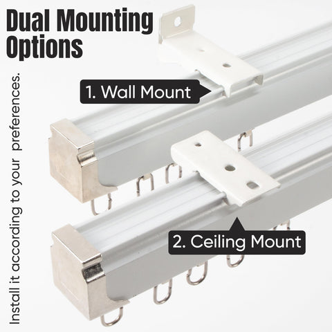 Jos & Haz ceiling curtain track ceiling-mount shows secure support for living room drapery.