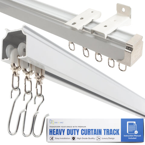 Jos & Haz ceiling curtain track installation view for easy ceiling mounting and room zoning.