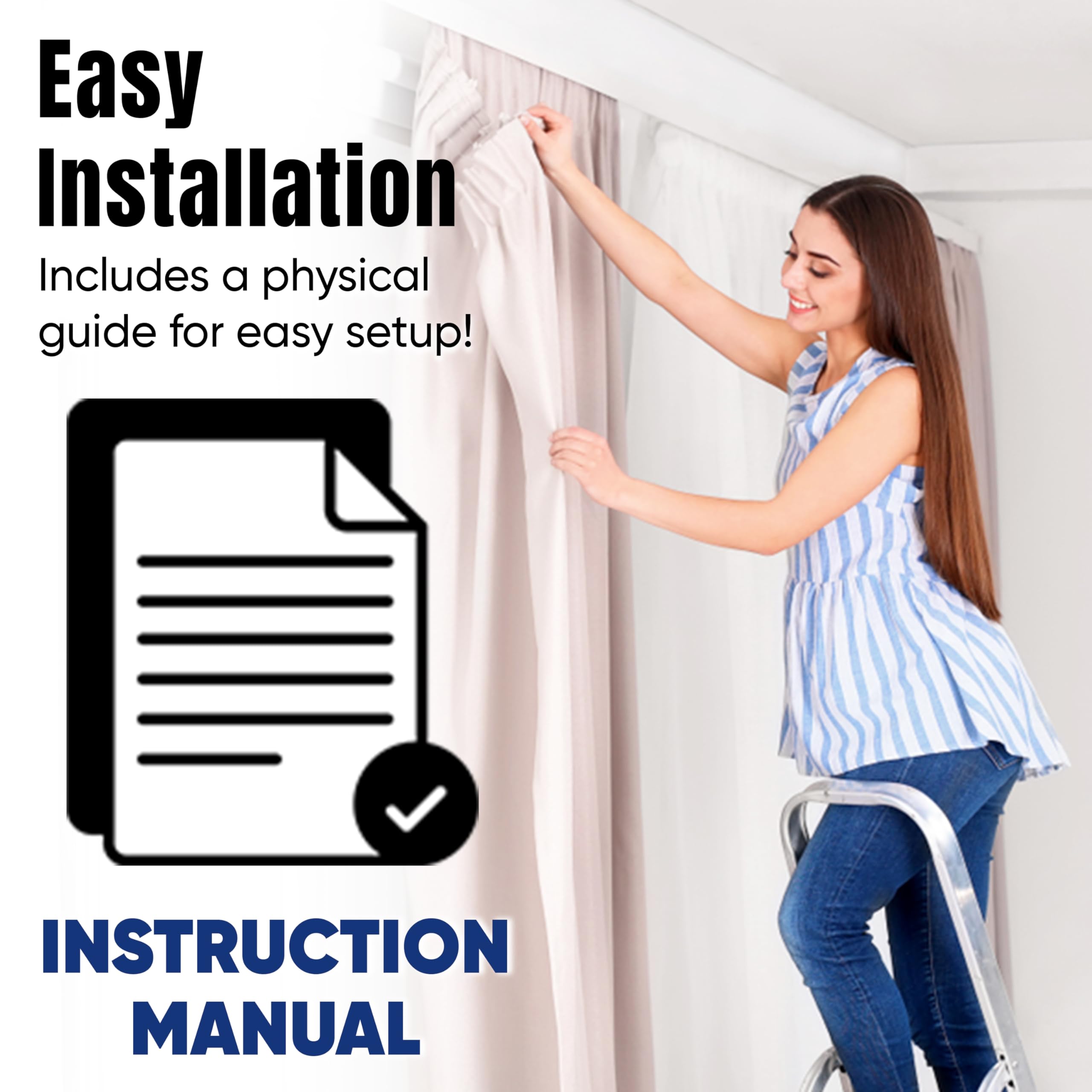 Jos & Haz ceiling curtain track wall-mount demonstrates flexible installation for space division.