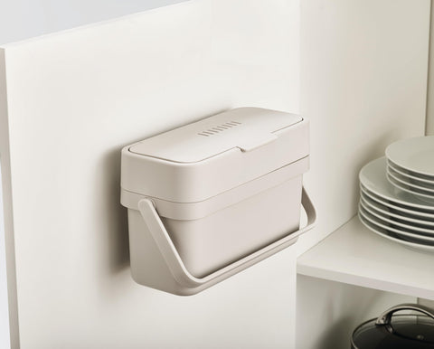 Slimline design fits on counter or inside cabinets.