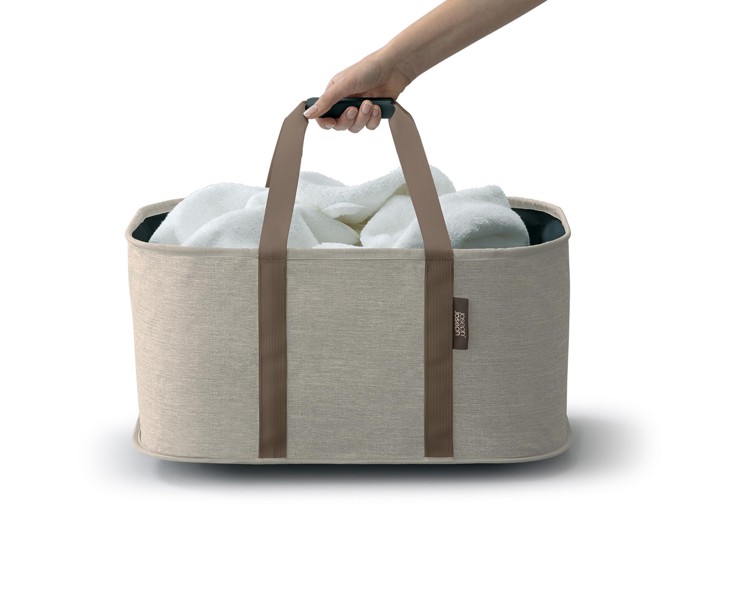 Joseph Joseph Hold-All in-use showing full laundry load ready to move