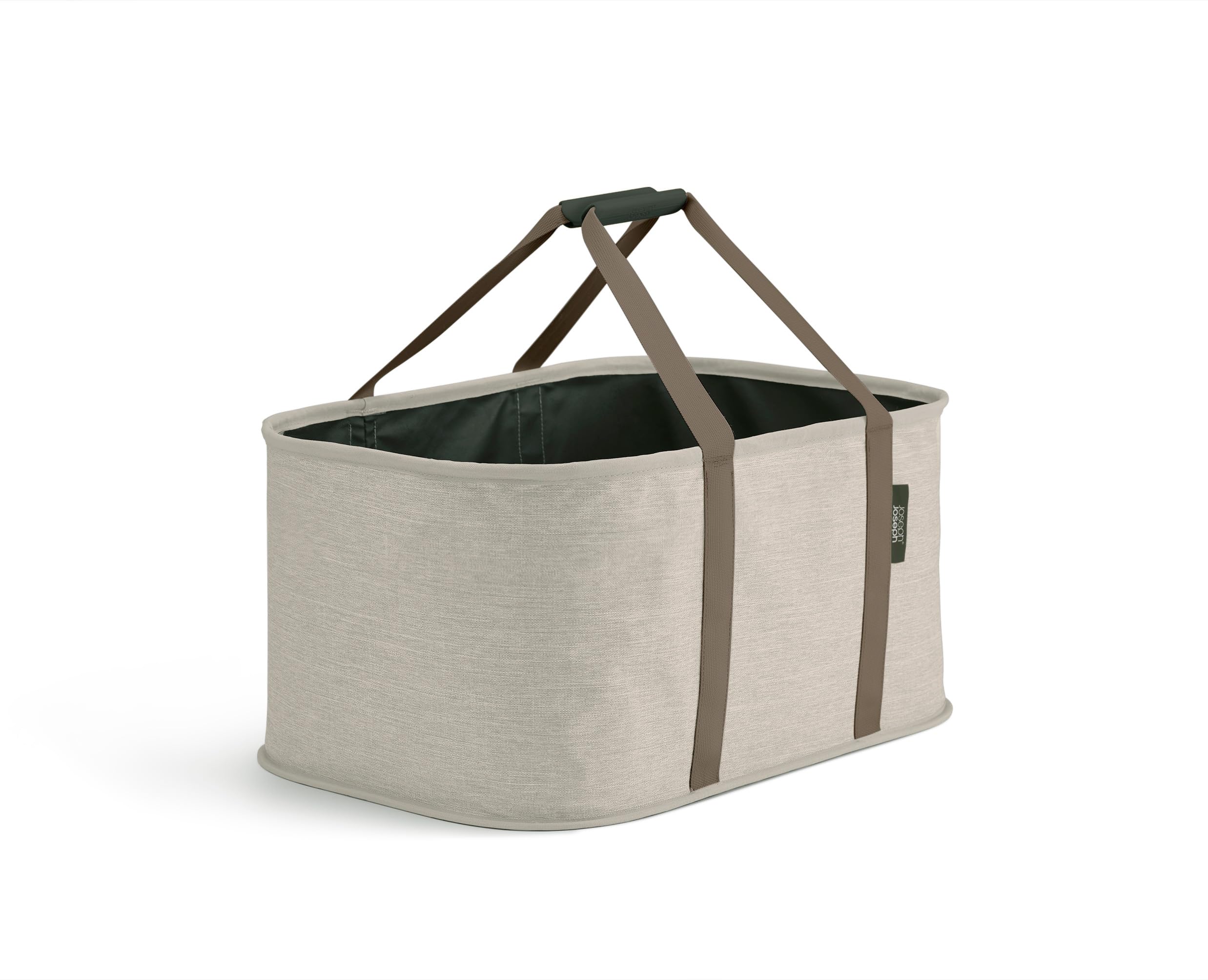 Joseph Joseph Hold-All laundry basket exterior view with sturdy woven handles for easy transport