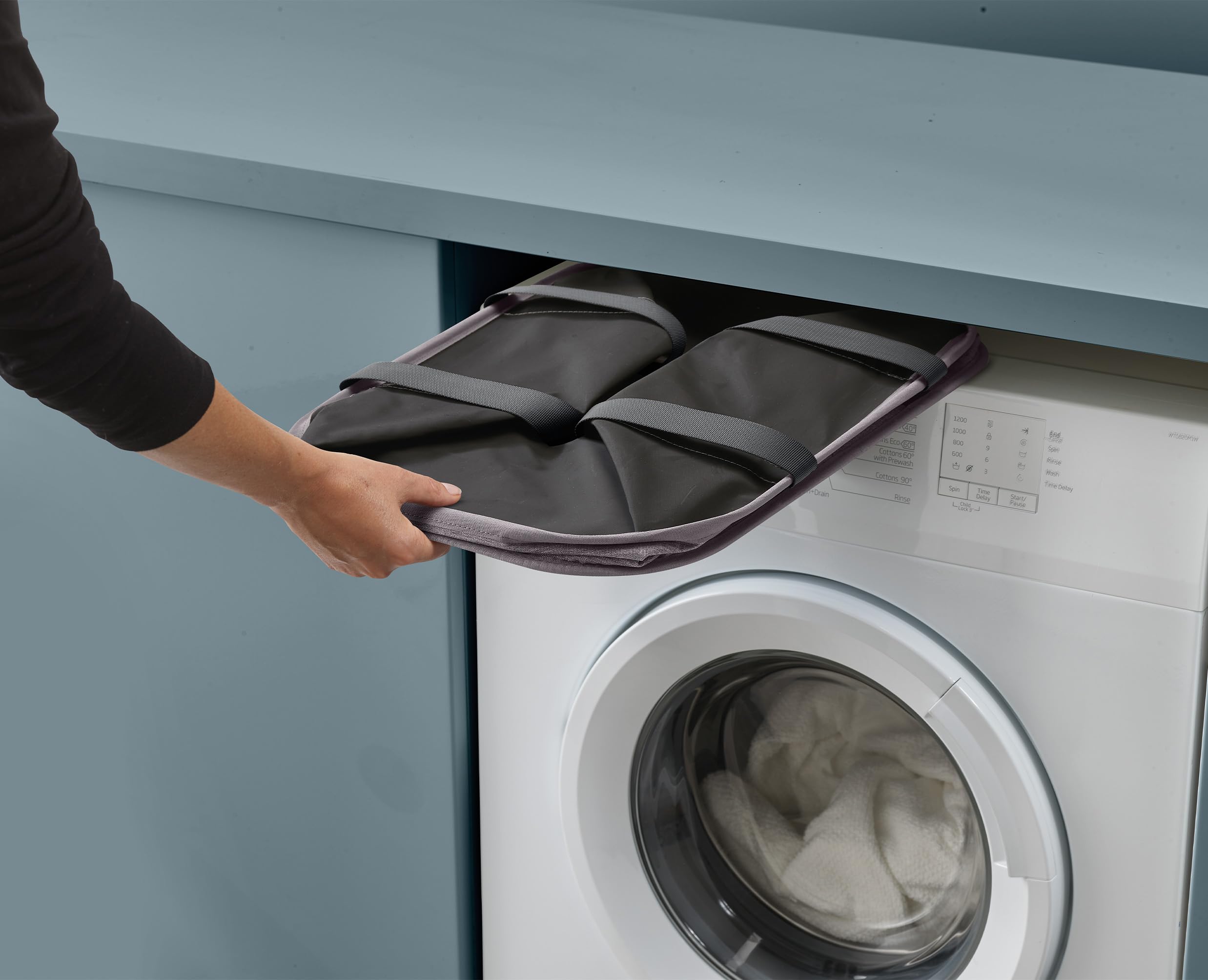 Joseph Joseph Hold-All Max, side view in grey showing collapsible design for storage.