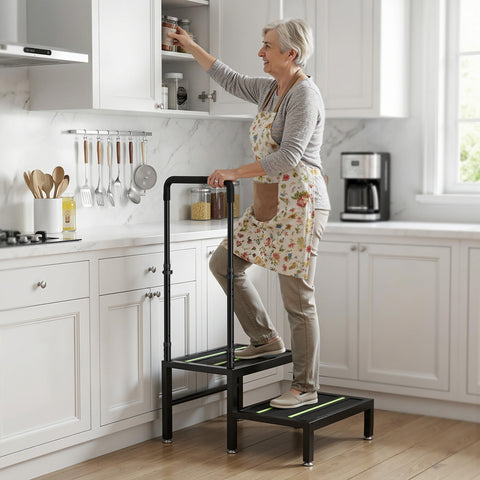 Josmimic adjustable handle in lowest setting supports kids and compact storage.