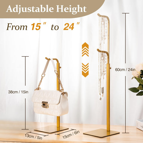 Josmimic adjustable hook stand keeps bags secure on shelves or counters.
