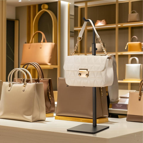 Josmimic purse holder stand vertical design emphasizes space efficiency