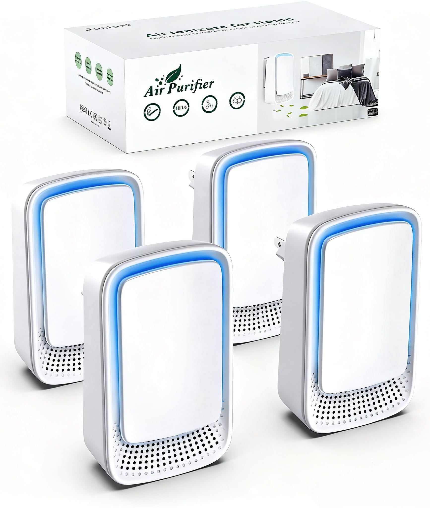 JOSTART plug-in air ionizer purifier in a bedroom for quiet air refresh.