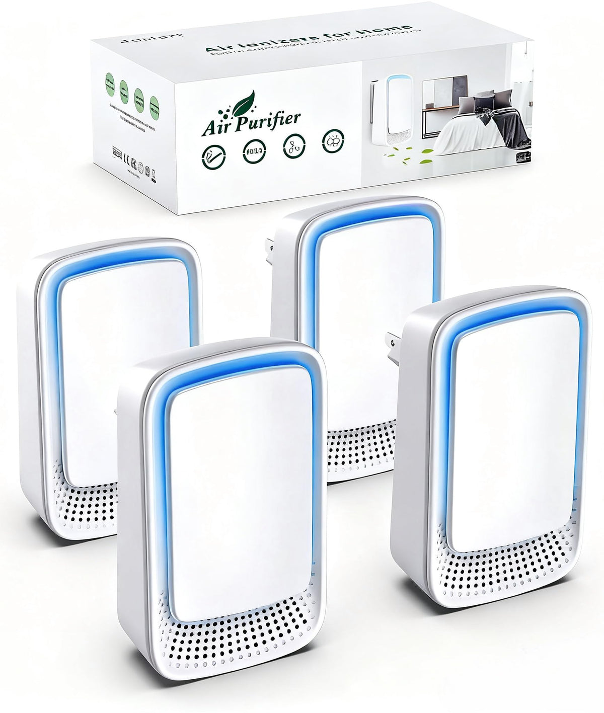 JOSTART plug-in air ionizer purifier in a bedroom for quiet air refresh.