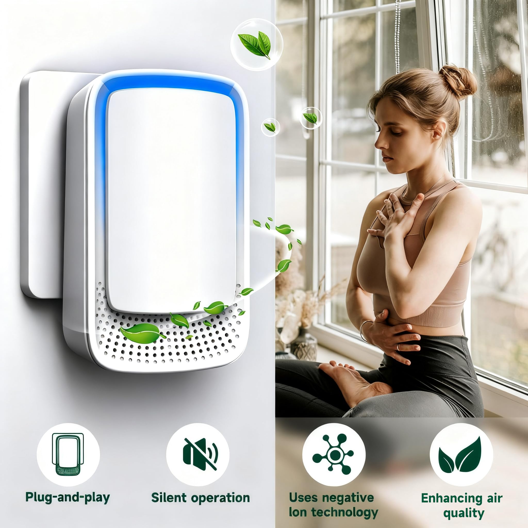 JOSTART ionizer in an office boosts air clarity with low-noise operation.