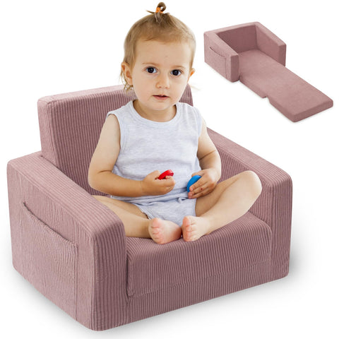Jouha Toddle Chair folding sofa pink shown for easy transformation and cozy seating.