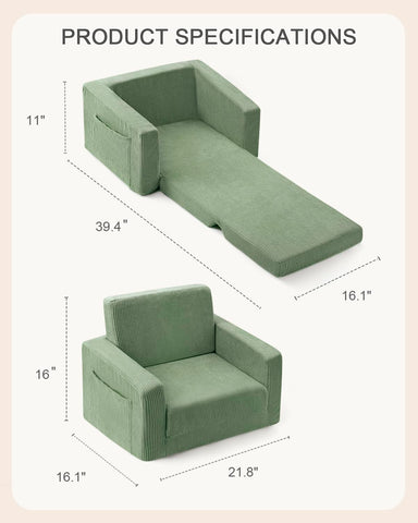 Jouha Toddle Chair converts to lounge with nap mat option.
