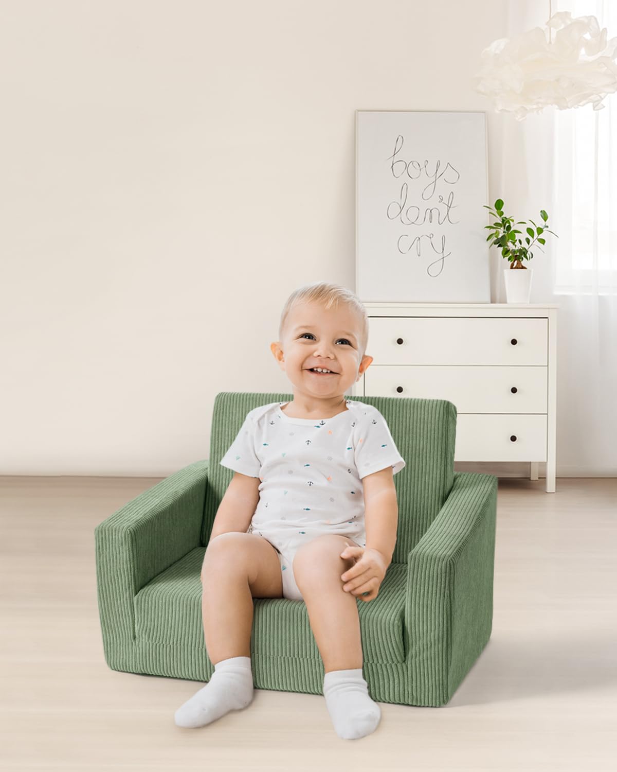 Jouha Toddle Chair soft corduroy fabric offers cozy comfort.