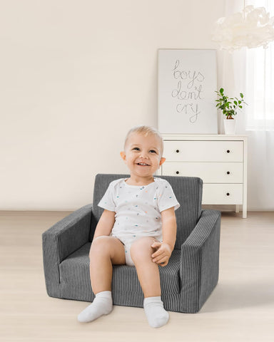 Jouha toddler sofa in reclining mode for comfy reading and rest.