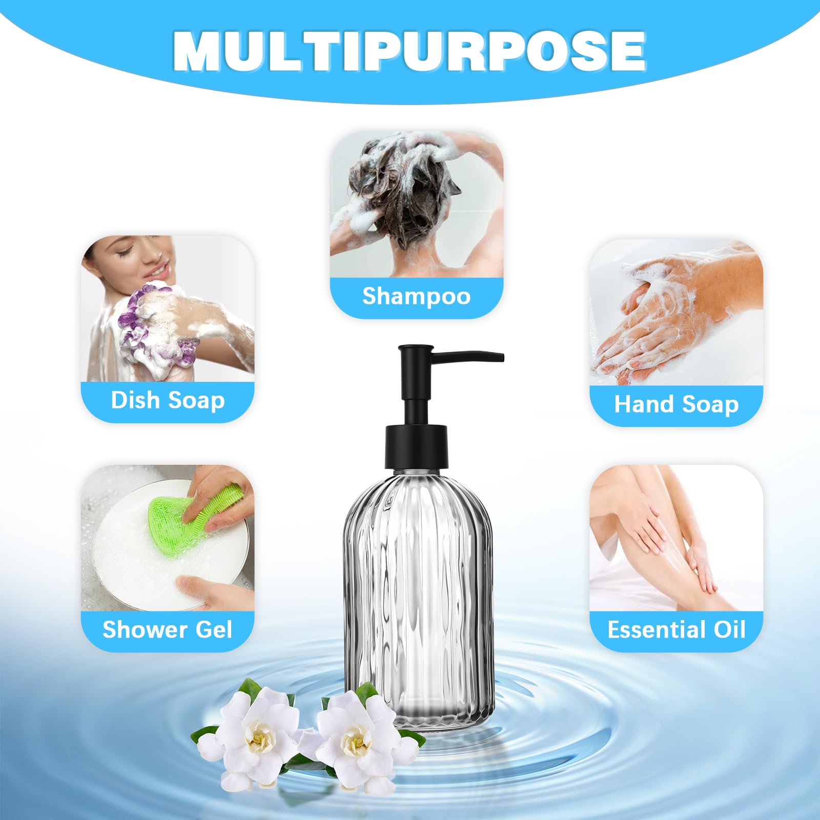 JOUTYFOR grey glass dispenser enhances bathroom and kitchen decor