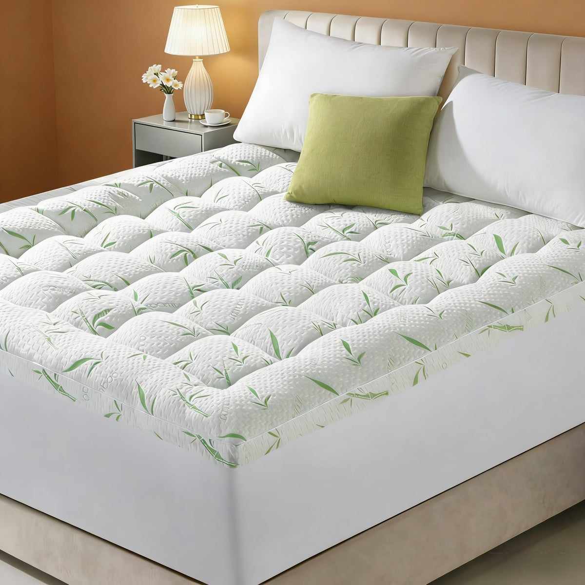 Jov5tic king topper 1500gsm cloud-soft surface for plush king-bed comfort.