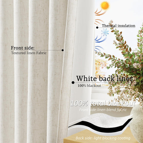 Jowels cream linen blackout curtains bedroom setup with soft ambient light