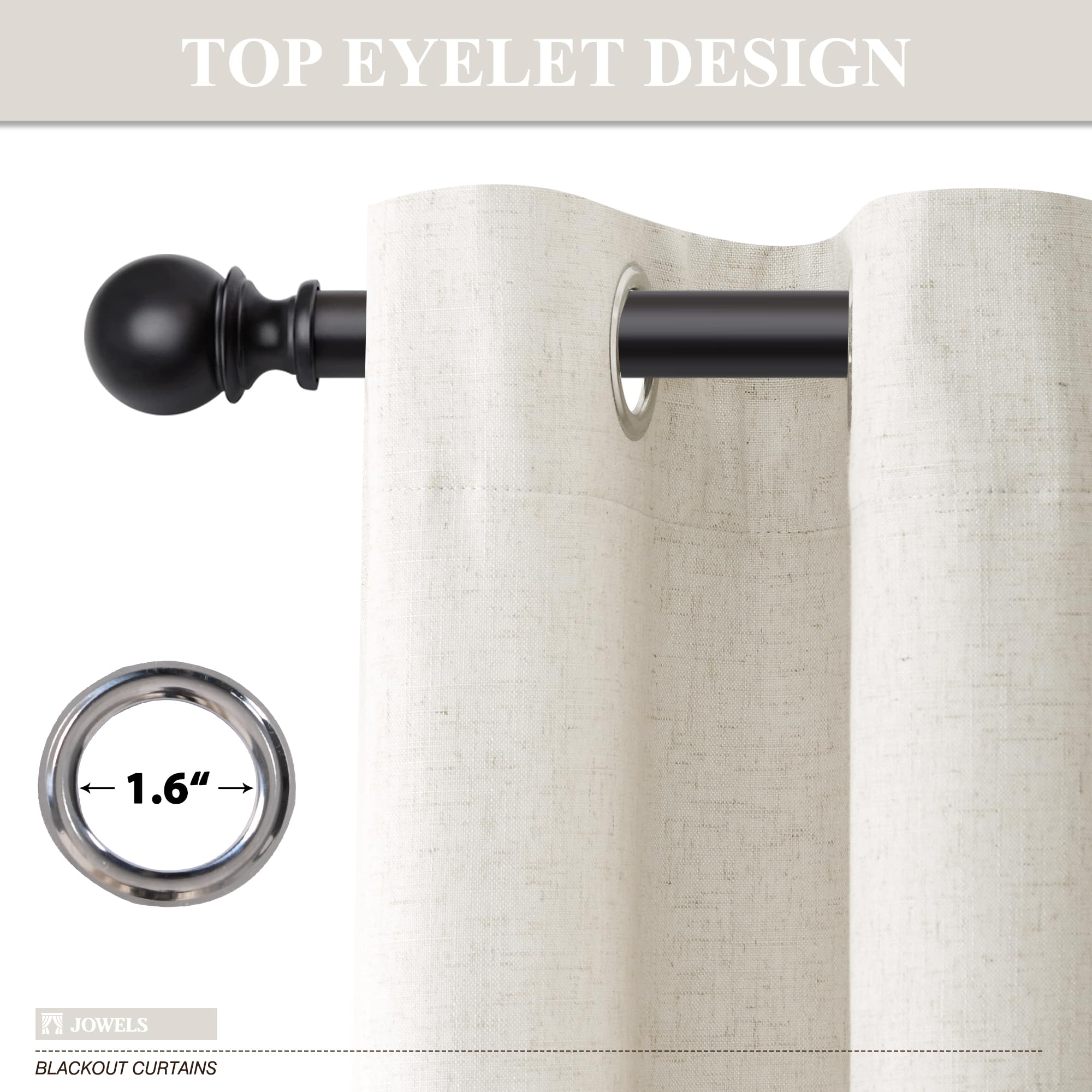 Jowels cream linen blackout curtains daytime glare reduction in a bright room