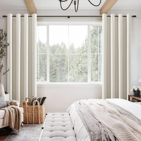 Jowels cream linen blackout curtains close-up texture and fabric quality