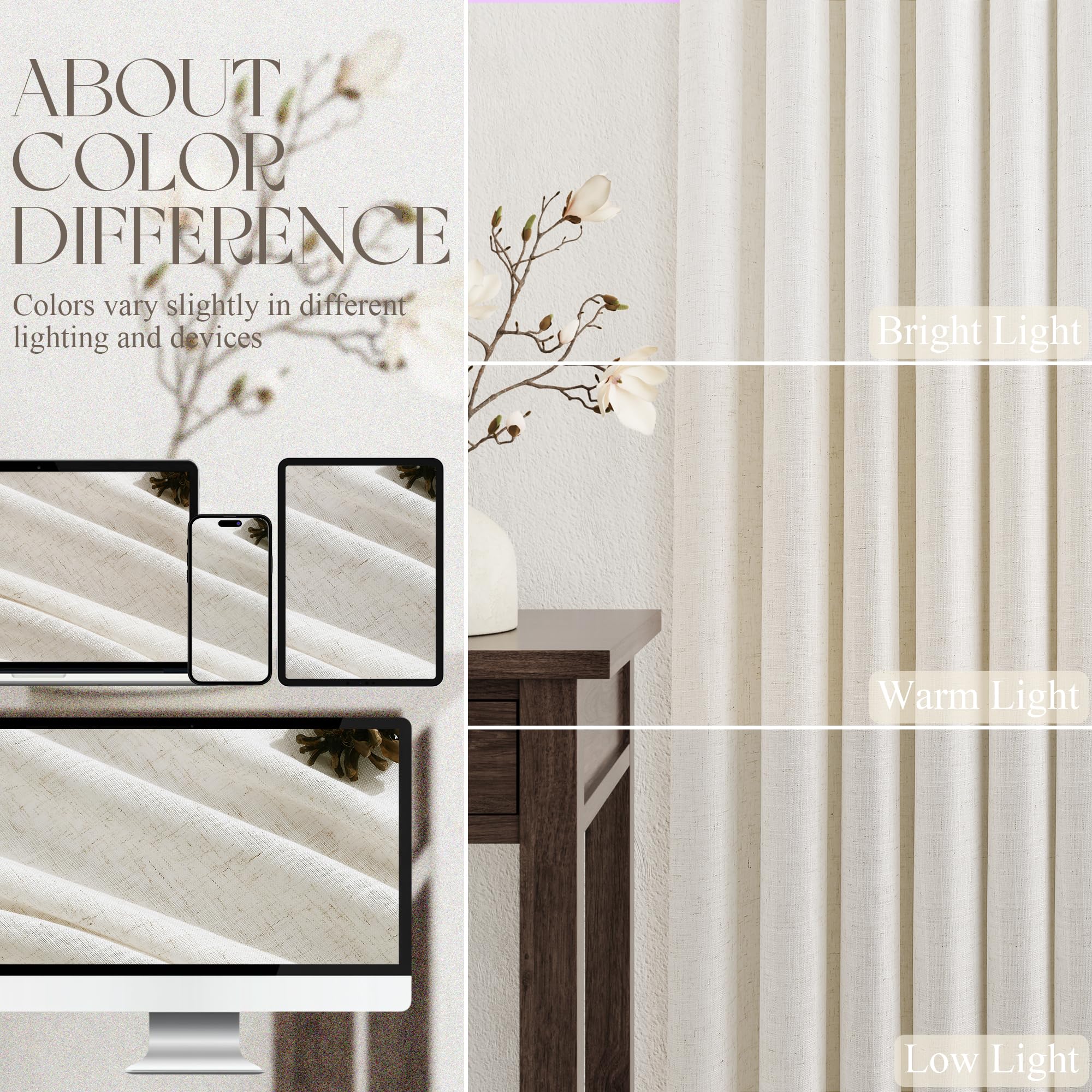 Jowels cream linen drapes come in a two-panel set for easy styling