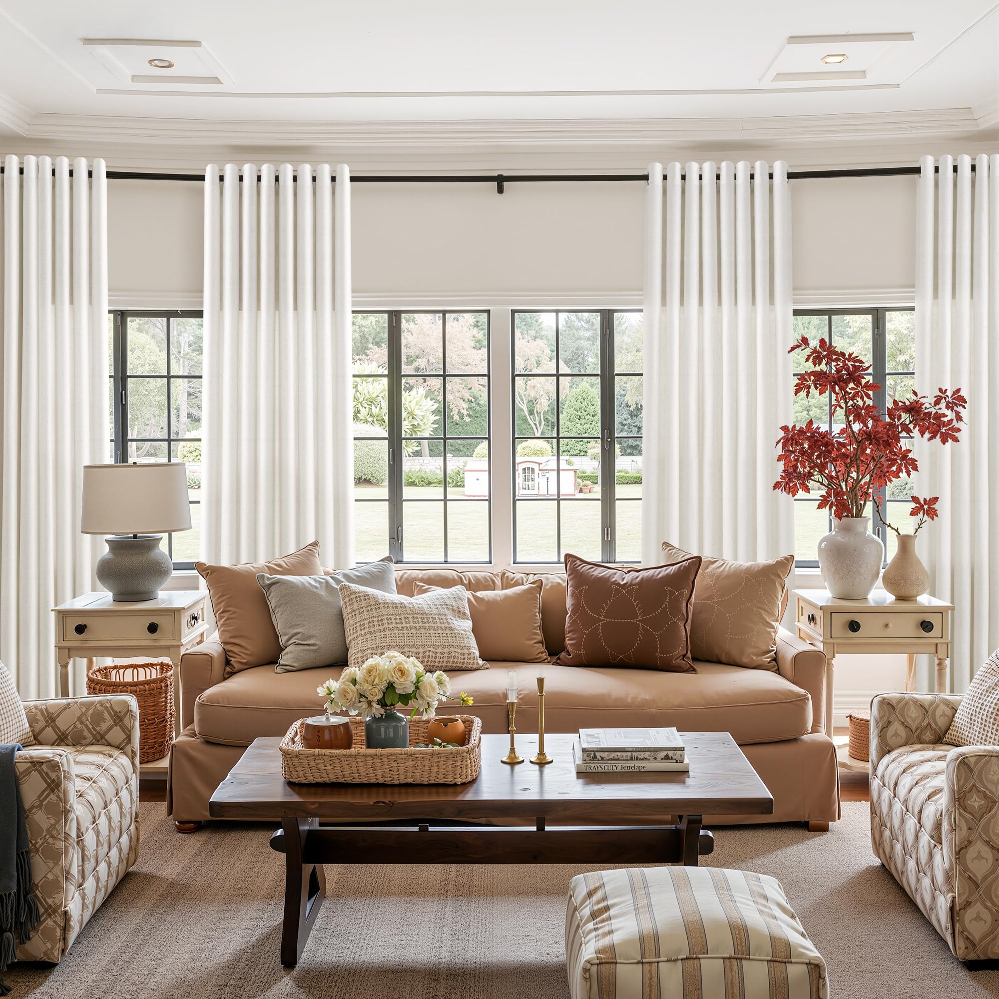 Jowels curtains in cream tone filter daylight for gentle living room ambiance
