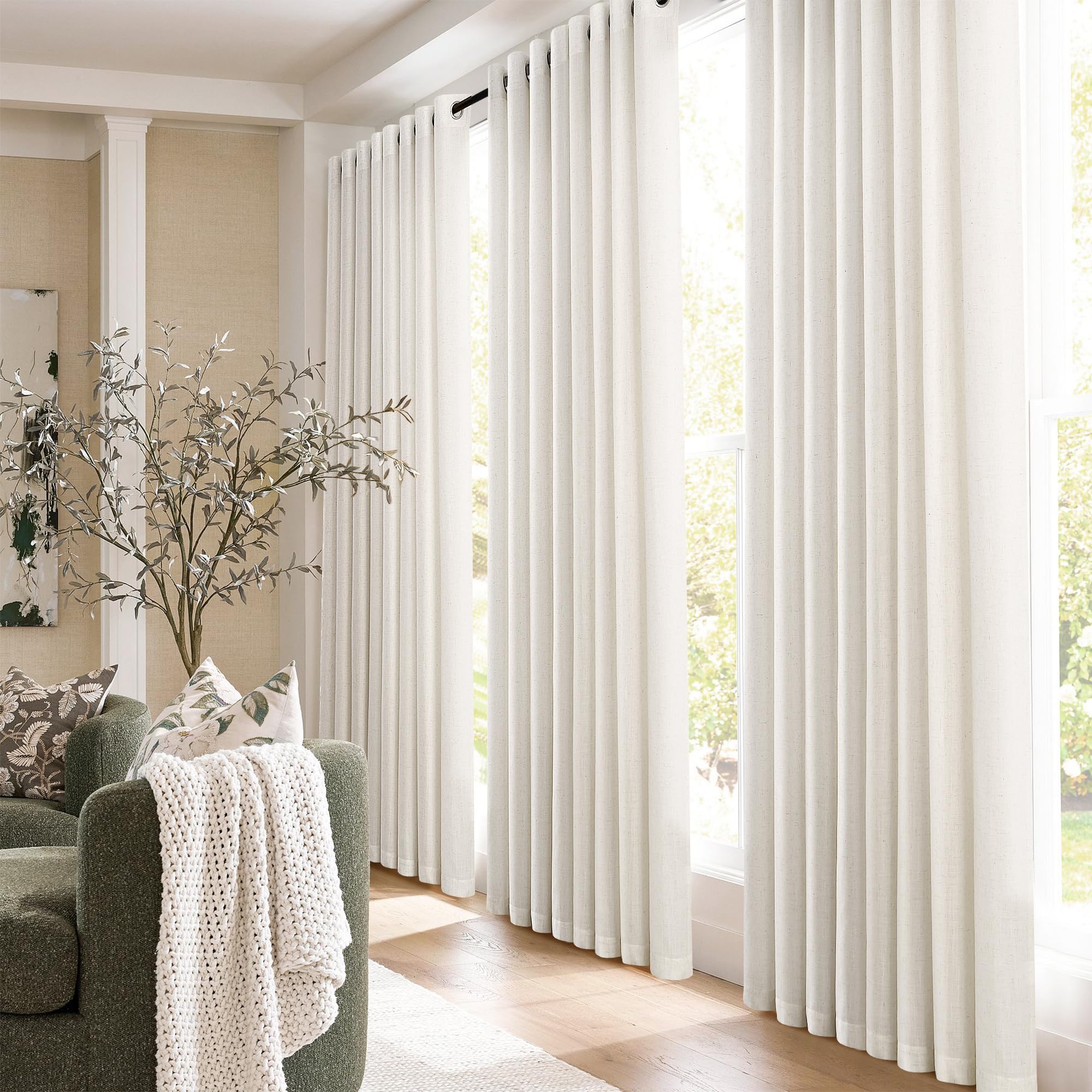 Jowels natural cream linen curtains close-up highlights woven texture and subtle depth