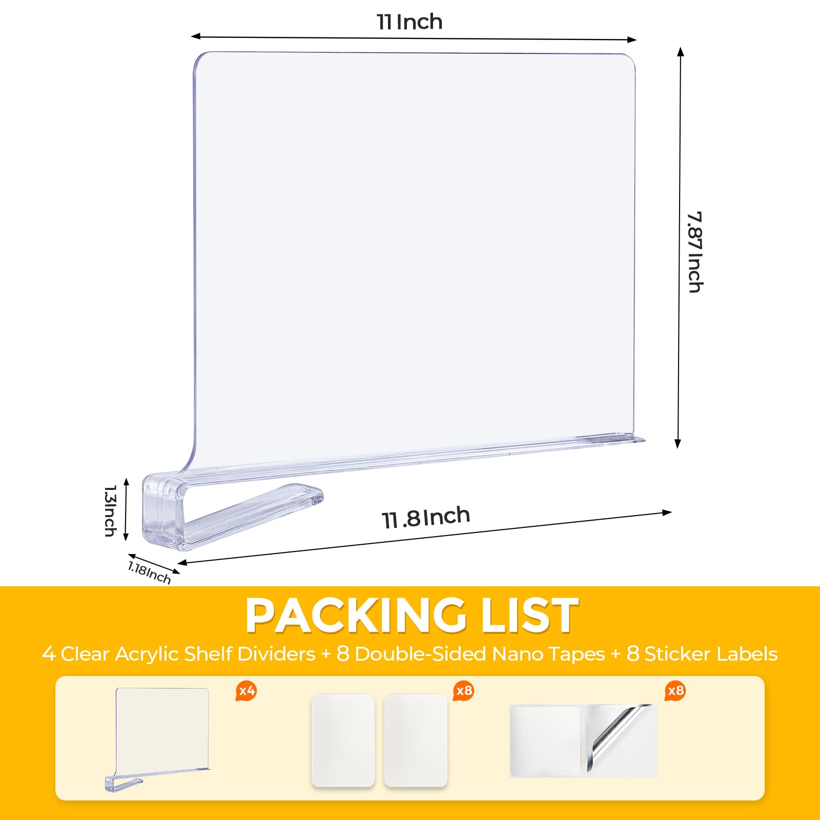 JOY DECOR clear shelf divider for closet organization with easy setup.