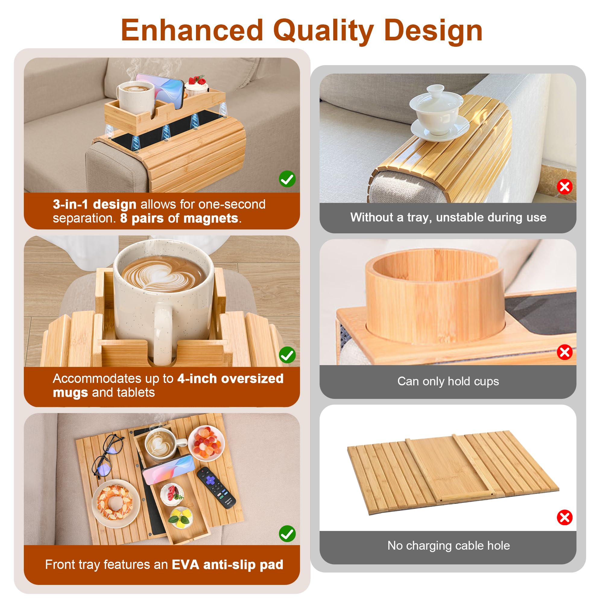 Joy&Grace bamboo natural arm tray blends durability with organic style.