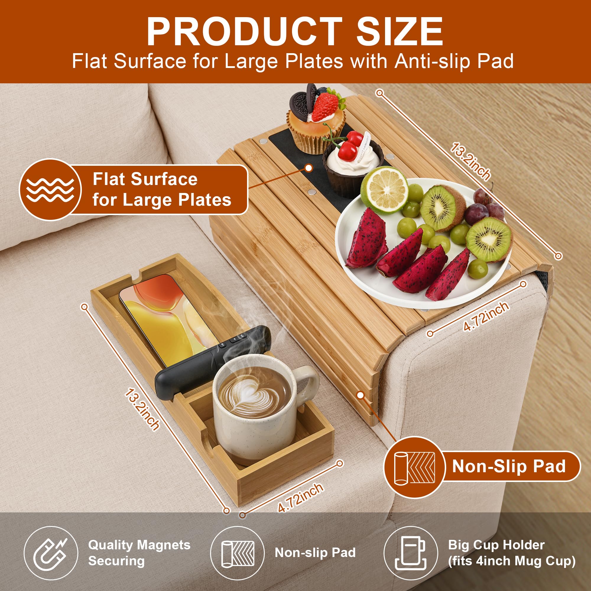Joy&Grace magnetic 3-in-1 arm tray converts to a dinner-plate surface.
