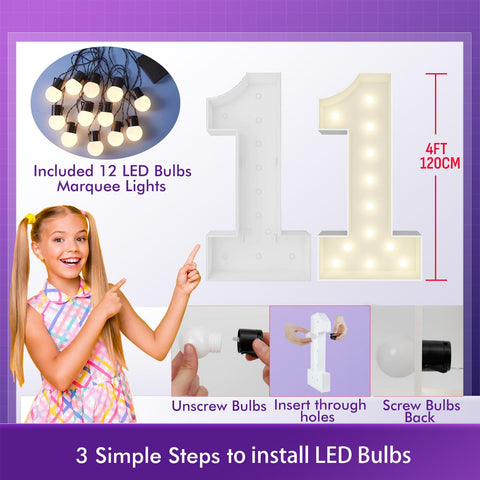 JoyBox Design 4ft marquee number 7 assembly video aids quick setup.